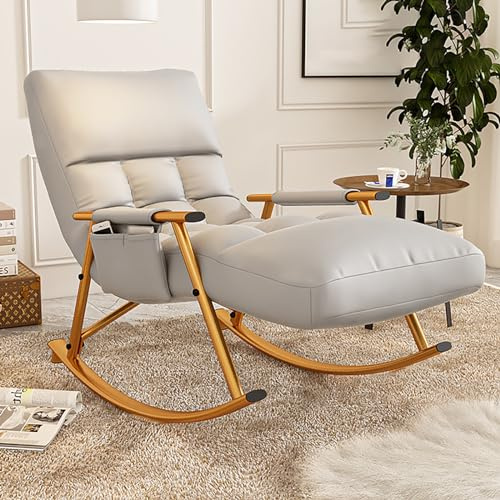 Mecedora salon,sillon lectura,Sillón Relax Especial Lactancia para Salón Dormitorio Balcón,Mecedoras de soporte de 440 libras,Mecedoras modernas para sala de estar,dormitorio,oficinas ( Color : Gray ,
