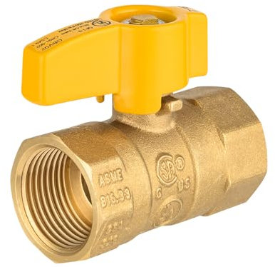 1-Pack HeSun Straight-Flare Gas Ball Valve,3/4 Inch FIP x 3/4 Inch FIP Connection, 1/4 Turn Brass Gas Shut Off Ball Valve(VALVE236)