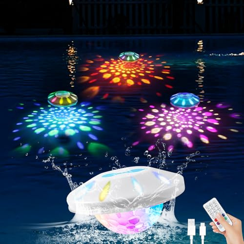 BOXPSII Schwimmende Pool-Lichter, farbwechselnd, wasserdicht, magnetisch, batteriebetriebene Pool-Lichter, die schwimmen, Seestern über dem Boden leuchten für Teich, Whirlpool, Badewanne, Halloween (1