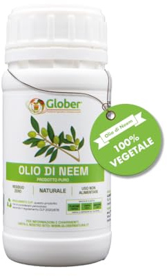 GLOBER Olio Di Neem Per Piante Concentrato 250 ml 100% Vegetale - Azione Naturale Contro Varie Avversità Estratto Con Pressatura A Freddo - Straordinarie Proprietà