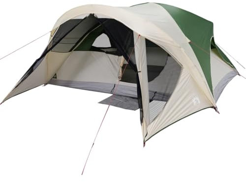vidaXL Familienzelt für 6 Personen, Campingzelt mit E-Anschluss, Kabinenzelt mit Aufbewahrungstaschen, Wurfzelt, Grün 185T Polyester