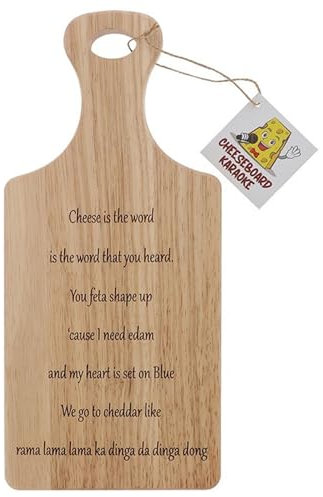 Cheeseboard Karaoke Cheese is The World - Premium Wooden Cheese Board for Display and Serving - Elegant, Durable Wooden Boards