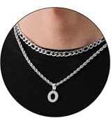 Rajputana Collar con inicial en capas de la A a la Z con letras, collar para niños, collar de letra de acero inoxidable 18+20, collar de cuerda Figaro, regalos de joyería para novio, hombres y