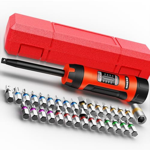 Aiourx Long Shank Torque Screwdriver Set, 10-80 Inch Pounds lbs, 32 Pcs S2 Steel Bits, Bike Repairing Mechanical Equipment and Mounting