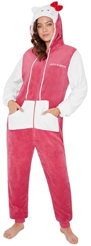 Hello Kitty pyjamas med huva för kvinnor, Rosa, L