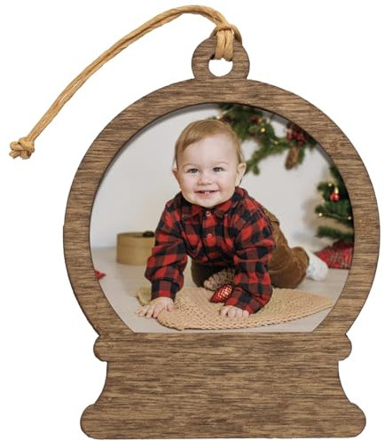 Holz-Schneekugel-Form, Foto-Ornament, 10 Stück