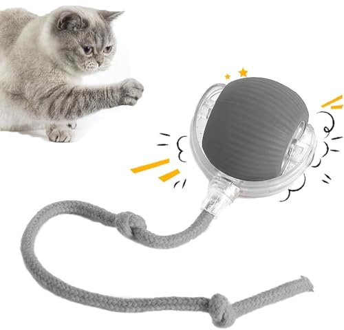 REGAPOG Interaktives Katzenspielzeug Elektrisch Katzenball Mit LED Licht- Katzenspielzeug Selbstbeschäftigung Automatisch Rollender Intelligenz -powerball 2.0 Katze Pfotenjagd Katzenspielzeug (Grau)
