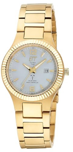ETT Eco Tech Time Funk Solar Damen Uhr Analog mit Titan Armband ELT-11673-12M