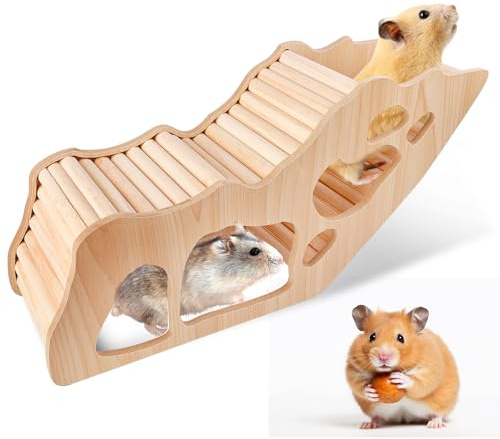 Vegena Klättringsstege för hamster, hus för hamster, trähus för hamster gömställe för hamster marsvin träklättringsleksak för hamster gerbille chinchilla