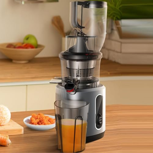 200w Cold Pressed Juicer Machine | Masticating Juicer Machines- 75mm Wide Chute Feed/High Yield/Quiet-Carrot Juicer Machine & Orange Juicer -Juicer Machines Vegetable and Fruit,Grey