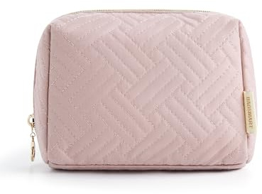 BAGSMART Kleine Make-up Tasche Kosmetiktasche,kleine Reisetasche mit Reißverschluss,Wasserfeste Kosmetiktasche,Make-up Organisationstasche für Frauen,Rosa