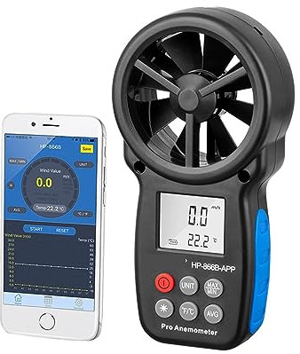 Débitmètre d'eau, Anémomètre numérique 866A/866B/866B-APP, compteur de vitesse du vent, mesure la température du vent, le flux du vent avec maintien des données et USB, pour l'eau, le diesel et autre