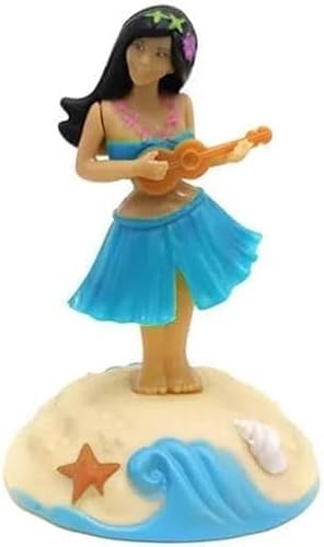 Blue Solar Powered Dancing Figures Decoration, Solar Shaking Head Ornaments Hula Girl, Solar Powered Car Dashboard Interior Decoration Desktop Ornaments Shaking Head Figure Toy, Action Toy Figure