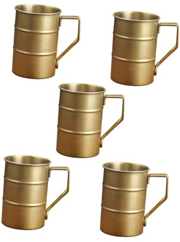 PRETYZOOM 5 Piezas Taza De Café De La Vendimia Matraz Reutilizable Jarabe Copa De Vino De Barra Jarra De Cerveza Creativa Taza De Café Portátil Golden Acero Inoxidable Reutilizable