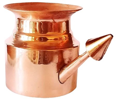 INDIAN MODERN ART Pure Copper Plain Neti Pot (300ml) for Storing & Serving Water – Ayurvedic Solution