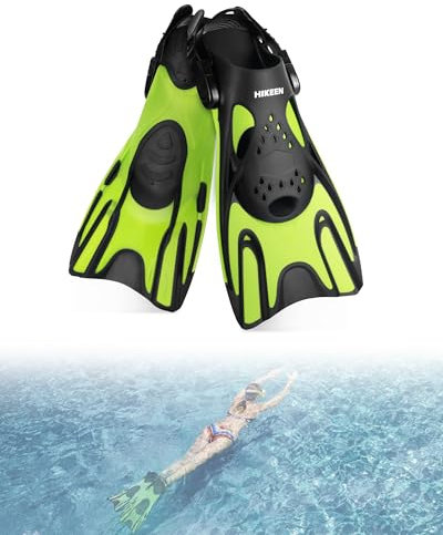 Hikeen Pinne Regolabili, Pinne Corte per Adulti e Bambini, Pinne da Piscina Unisex a Tallone Aperto, Pinne per Snorkeling Leggere con Sacca in Rete (Taglia 32-36 cm)