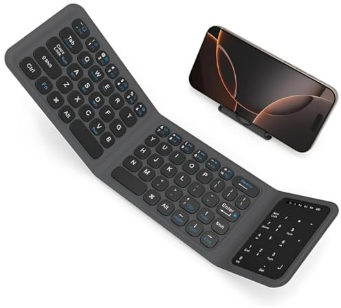 Foldable Wireless Bluetooth Keyboard – Ultra-Slim Portable Rechargeable Keyboard for iOS, Android, Windows, and Tablets