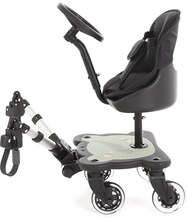 RHS Planche universelle pour poussette 4 Riders avec siège - Roues à LED, motifs sur le siège, s'adapte à 99 % des landaus, pour enfants de 1 à 6 ans (25 kg), 4 roues