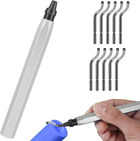 Eieenotee Herramienta de Desbarbado con Cuchillas de Acero de Alta Velocidad, Cabezal Giratorio de 360 Grados, Herramienta Profesional de Eliminación de Rebabas para Metal, Resina,A