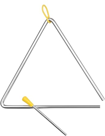 RiToEasysports Triangle Instrument, 8 Inch Steel Triangle Bell Percussion Instrument Musical Triangles with Metal Mallet for Kids Early Education Rhythm Learning (8-inch)