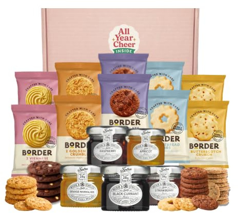 All Year Cheer British Biscuit & Jam Gift Box – Assorted Biscuits with Fruit Jams – Gift-Ready Selection Box – Suitable for Sharing or Gifting