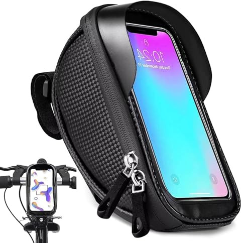 PARENCE. Vattentätt cykelskydd för mobiltelefon – ram-/styrfäste – pekpanel – dubbel dragkedja – upp till 15 cm