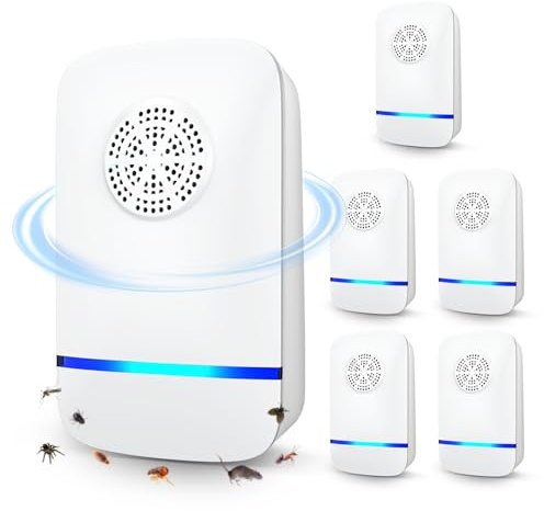 FTOTL 2026 Upgrade Ultrasonic Repeller & Insect Indoor Repeller 6 Pack, Plug-in Pest Control for Mice, Roaches, Spiders & Insects, Safe for Children & Pets