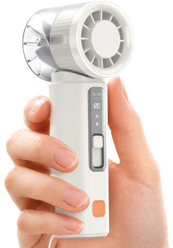 ORICO MiFan Mini Ventilateur Portable à Main 3000mAh, Blanc | 1 à 120 Vitesses Réglables, 9h Autonomie, Refroidissement Semi-conducteur TEC, 146g Ultra Léger pour Voyage, Blanc