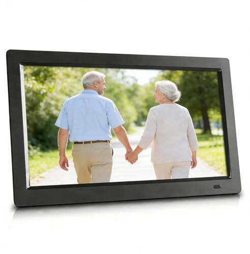 Marco Digital con Sensor De Movimiento - Pantalla IPS HD, USB/SD, Video/Música/Fotos, Calendario/Reloj/E-Book, Encendido/Apagado Auto, Montaje En Pared, Regalo para Bodas De Oro(Black,32in)