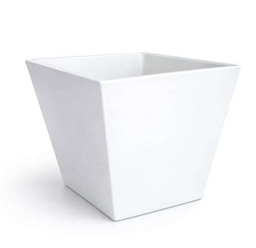 Ceracor Ceramicas Maceteros Grandes Exterior Cuadrado Cónico 38x38x33 cm, macetero Alto Exterior de plástico Resistente Blanco, Maceta Blanca Grande Moderna Ideal para Plantas en Interior o Exterior.