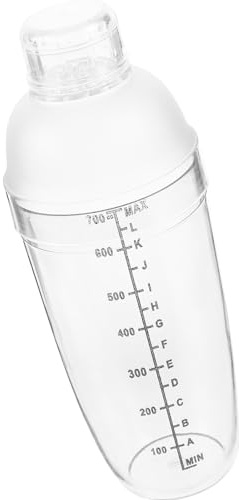 NUSITOU Shaker per Cocktail in PC Resina 700ml con Scala Graduata e Compatibilità Termica Ampia, Miscelatore Professionale per Bar e Casa Bianco