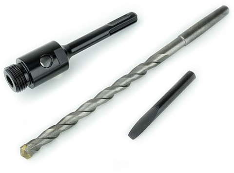 Adattatore SDS Mexco da 80 mm con chiave di centraggio e asta guida cono A - Costruzione in acciaio di qualità per carotatrici diamantate