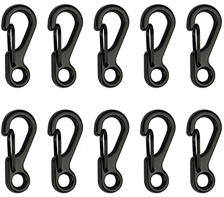 Temlum 2.5 cm Tiny Carabiner Clip, Aluminum Keyring Clips Snap Hook Small Carabiner Clips for Keys, Backpack, Fishing, Camping, Outdoor (Black, 10pcs)