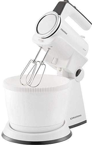 Grundig HM 6860 Handmixer mit 4l Rührschüssel, 4 Stufen, 425 W, Weiß/Schwarz