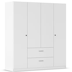 Rauch Möbel Buchholz, Kleiderschrank, Farbe Weiß, Breite 181 cm | Schrank, Mehrzweckschrank, 4-türig, 2 Schubladen, abschließbar, für Homeoffice, Abstellraum, Hauswirtschaftsraum, Akten