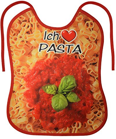 Tini - Shirts Grosses Lätzchen für Erwachsene - italienische Küche Nudeln Motiv-Latz : Ich liebe Pasta - cooler Sprüche/Motiv Latz für Senioren mit Humor Gr: OneSize