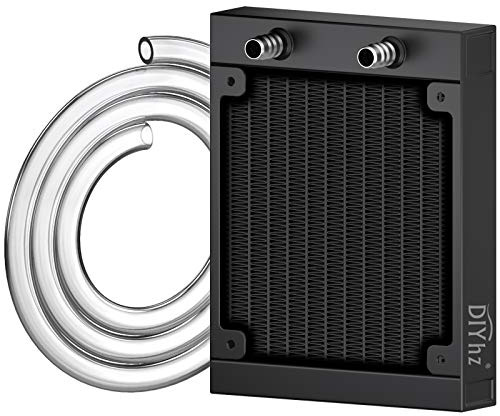 DIYhz Water Cooling Computer Radiator, 12 Pipe Aluminum Heat Exchanger Liquid Cooling Radiator Heat Sink 120mm for CPU PC Laser Water Cool System DC12V Black