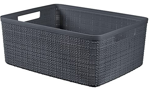 Curver | PANIERE Jute RECTANGULAIRE 12L, Gris, 100% recyclé