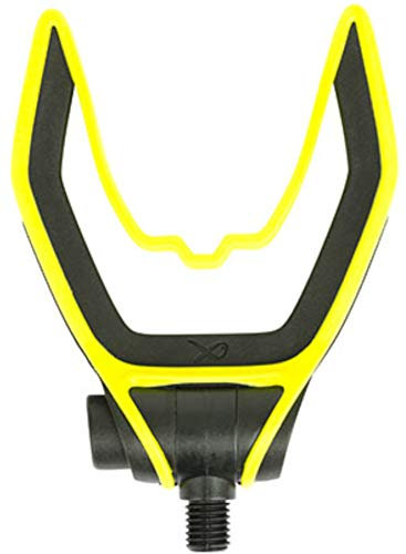 Matrix Eiche Rutenhalter für Friedfischruten, Gelb, 180º Drucktasten-Neigungsmechanismus, Eckiges Design, Weiche Limettengummi, Linienaussparung