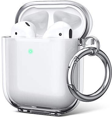 ULAK Cover per AirPods Trasparente, Progettata Custodia AirPod Morbida TPU Antiurto Accessori Portachiavi Compatibile con Apple AirPod 2 1 generazione di ricarica [Led frontale visibile]