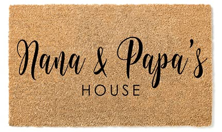 Personalized Mother's Day Doormat – Nana and Papa's House Custom Gift for Grandma & Grandpa 100% Coconut Coir Durable Thick Nana, Mimi, Gigi, Granny 1430