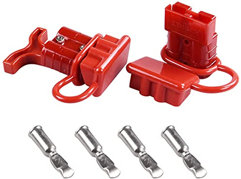 120 Amp 2 pezzi connettore batteria 120A connessione rapida disconnessione + 1 pezzo 120A amp maniglia connettore di alimentazione della batteria + 2 pezzi coperchio antipolvere (Rosso, 2 AWG)