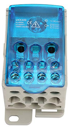 Morsettiera Distribuzione 400A per Guida DIN, UKK-400A Scatola di Giunzione del Terminale di Alimentazione Universale per Connettore del Cavo di Alimentazione