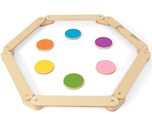 Maxmass Wooden Toddler Balance Beam, Kids Gymnastics Obstacle Course Balance Board with Stepping Stones, 12 Pcs Montessori Sensory Toy for Indoor & Outdoor