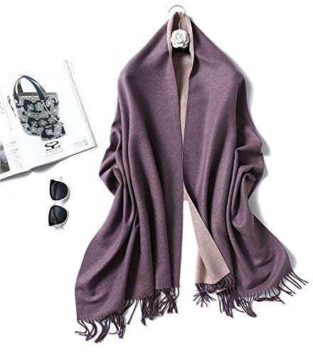 Halstuch Damen, Kaschmirimitat Loop Schal Damen XXL Doppelt Einfarbig mit Quaste für Geburtstagsgeschenk 200X65CM