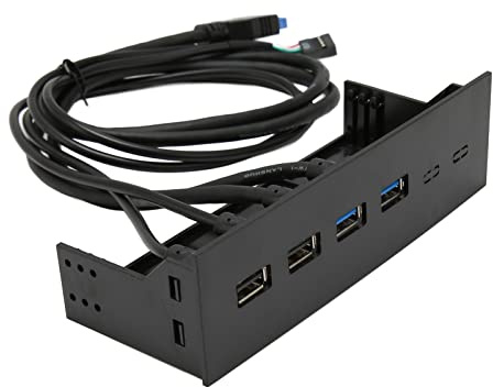 Lazmin112 USB 3.0 Front Panel, 5,25 in 4 Ports 5Gbps Hochgeschwindigkeits-Front-Panel-Nabe Sicherer Schutz 19pin USB Front Panel Hub für PC