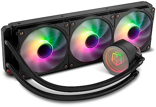 NOX XTREME PRODUCTS HUMMER M-360 – Refrigeración líquida ARGB para Intel y AMD, 3 ventiladores 120 mm PWM, bomba con base de cobre y efecto espejo infinito, radiador triple de aluminio, negro