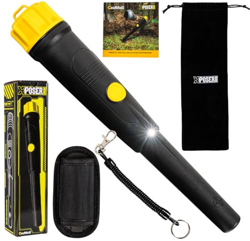 Craftfull Pinpointer | Metalldetektor - Gold Detektor wasserdicht - Metalldetektoren - Metallsuchgerät - Pin Pointer - Goldsuchgerät - Pinpoint - Metallsucher für Erwachsene und Kinder (Schwarz)