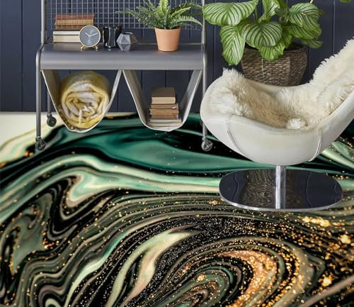 Boden Wandaufkleber Abnehmbare Wandtattoos 3D-Bodentapeten mit goldener Textur, 430 x 300 cm Bodenfliesen Aufkleber Wohnzimmer Studie Bodenbelag Tapete, Epoxidharz