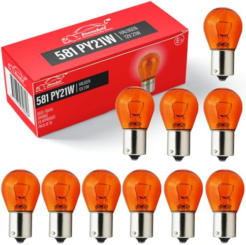 Xtremeauto X10 581 PY21W Bulbs - Car Indicator Bulbs, X10 12V Indicator Bulbs Orange Amber Bayonet 21W Car Lights Indicators Bulb 12 21W Bulb Orange Indicator Bulbs 12V